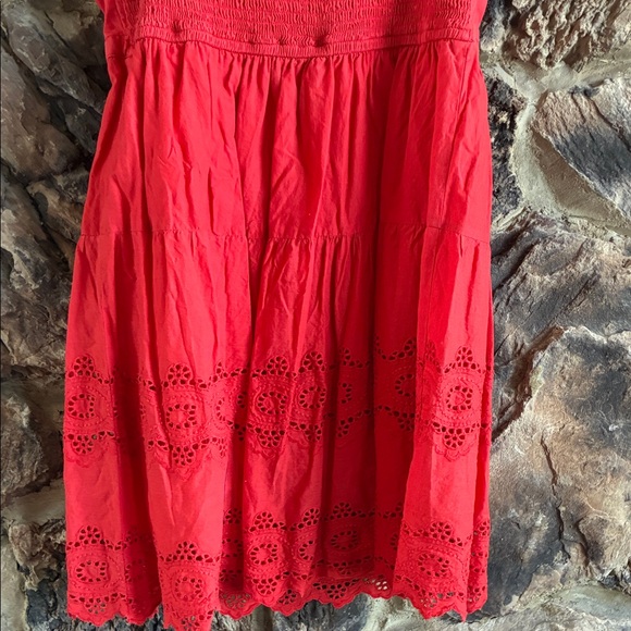 Coral Strapless Dress with Eyelet Hem - Picture 7 of 7
